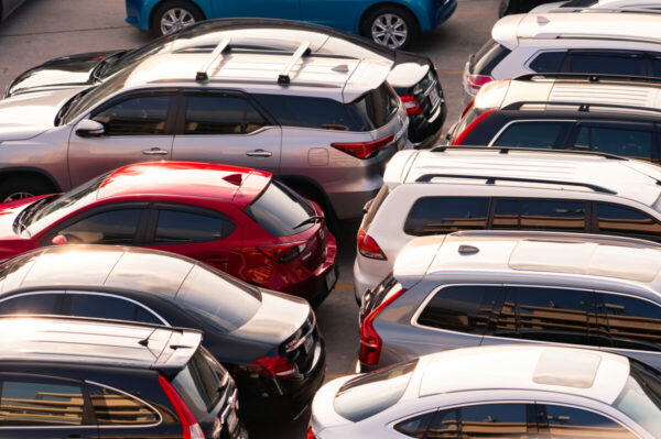 used auction cars parked in a car lot